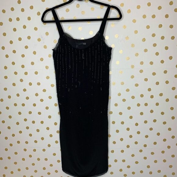 Eileen fisher silk beaded black slip dress 4 - Picture 3 of 8